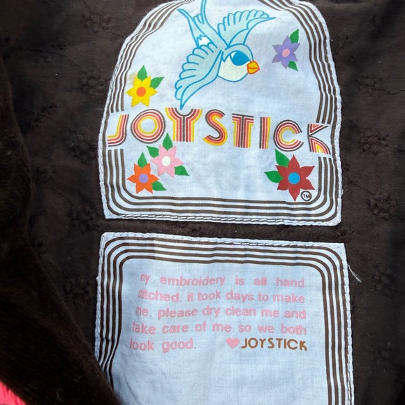 JoyStick Embroidered Corduroy Jacket – 70s Peace Boho – Brown – Medium - Picture 2 of 2